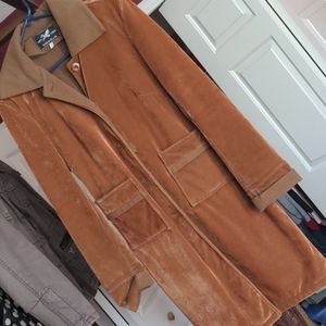 Velvet knee length winter coat